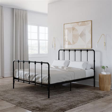 solid metal bed frame queen